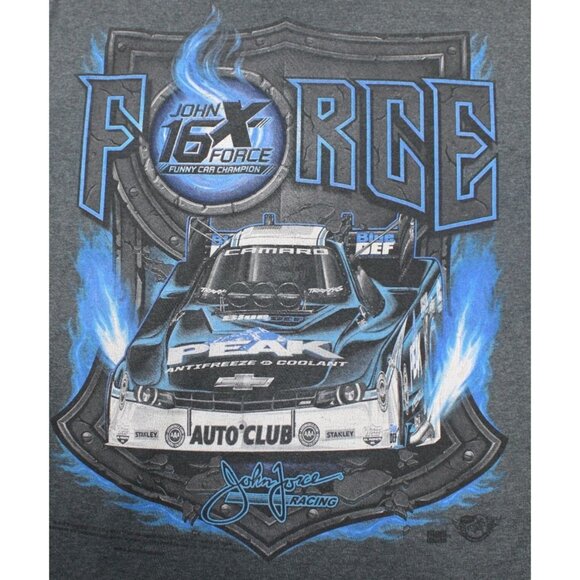 NHRA John Force 16X Funny Car Champion Large Gildan Ultra Cotton T-Shirt Gray - Picture 7 of 8